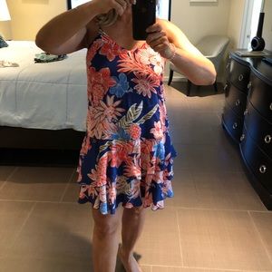 Multi color slip tiered ruffle dress